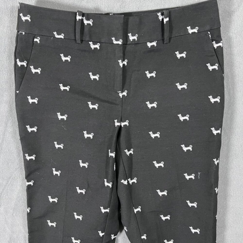 LOFT Marisa Slacks Trousers Dachshund Dog Print Pants Size 0 - Picture 2 of 7